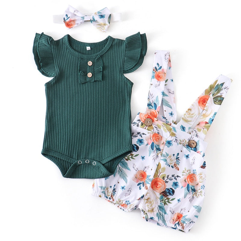 Baby Girl 3pcs Summer Set Romper Outfits