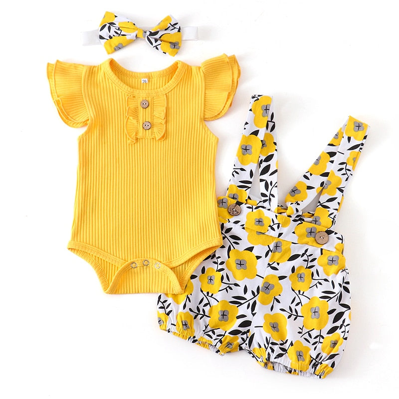 Baby Girl 3pcs Summer Set Romper Outfits