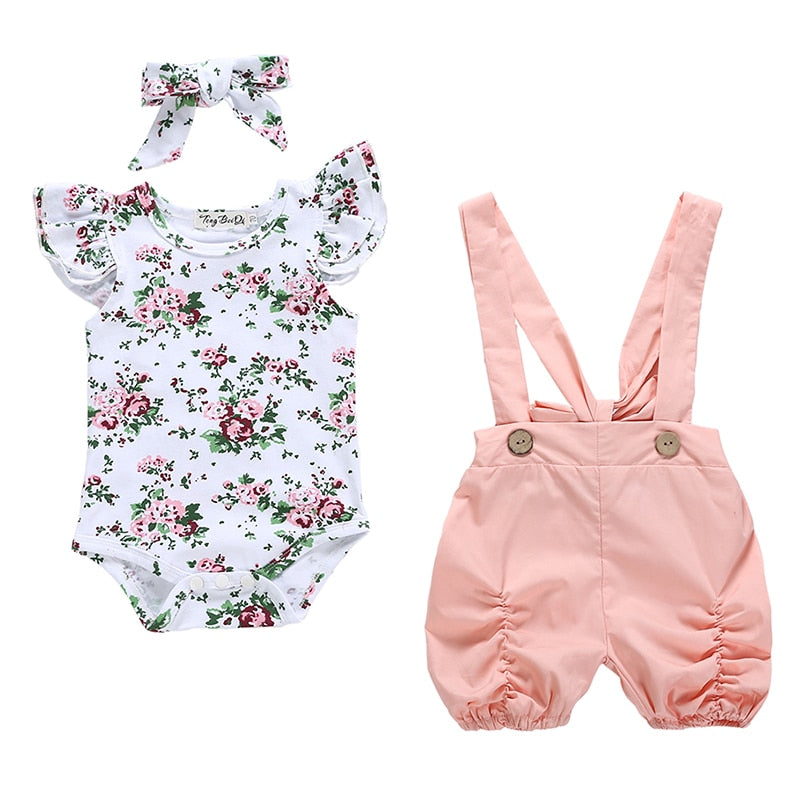 Baby Girl 3pcs Summer Set Romper Outfits