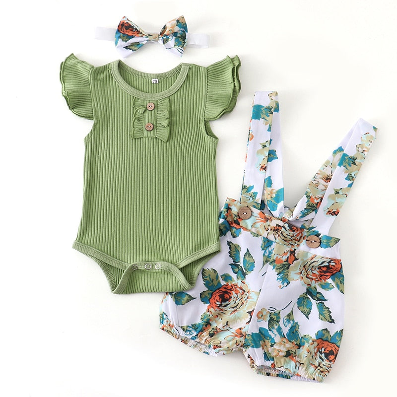 Baby Girl 3pcs Summer Set Romper Outfits