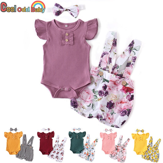 Baby Girl 3pcs Summer Set Romper Outfits