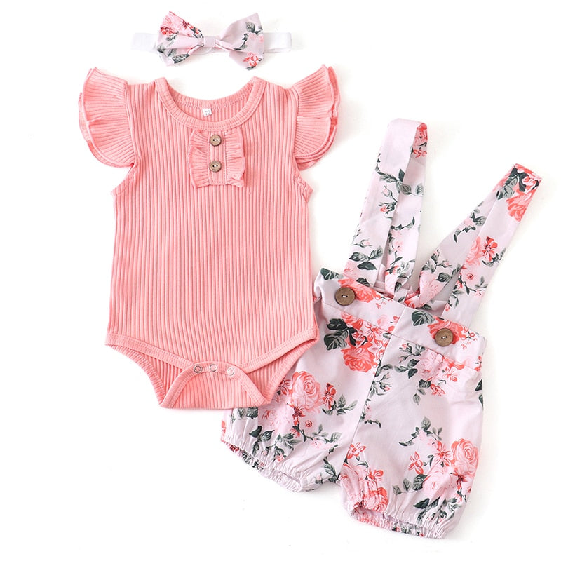 Baby Girl 3pcs Summer Set Romper Outfits