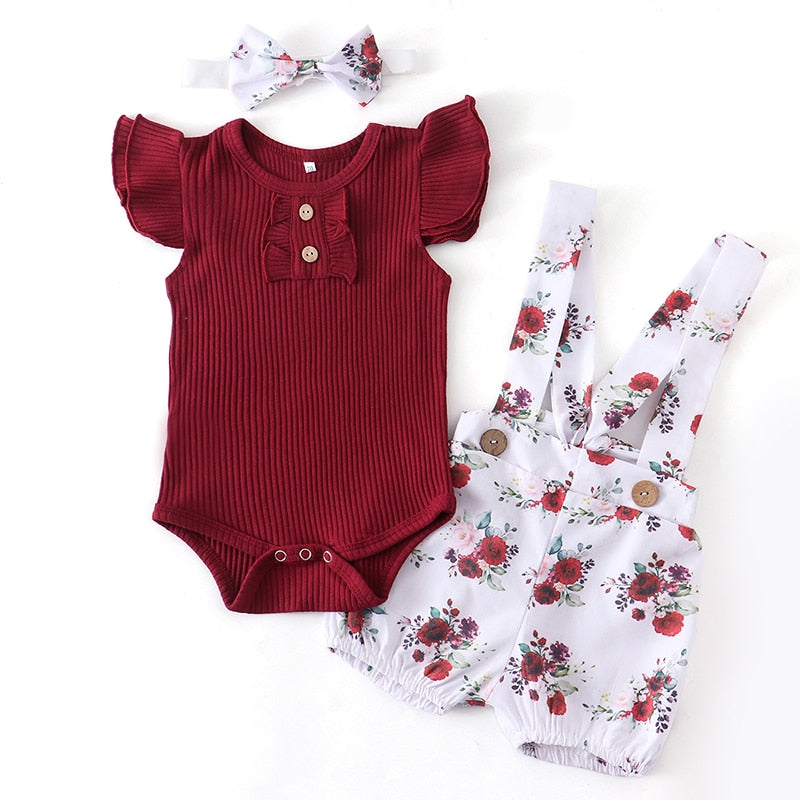 Baby Girl 3pcs Summer Set Romper Outfits